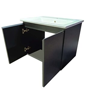 Alpu Yuvarlak Aynalı Banyo Dolabı Antrasit 80 Cm