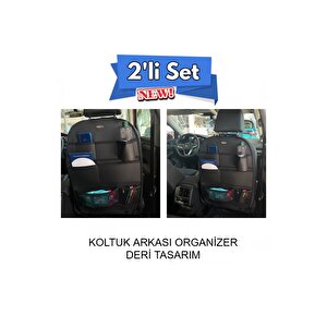 Ford Focus 2 Araç İçi Deri Koltuk Arkası Organizer 2'li Set Düzenleyici Siyah Siyah