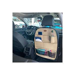 Volkswagen Polo Yeni̇ Araç İçi Deri Koltuk Arkası Organizer Düzenleyici Koruyucu Bej Bej