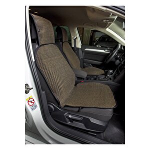 Porche Cayenne Oto Koltuk Minderi Kilim Minder Klasik Ön 2'li Set Bej Siyah 03-09