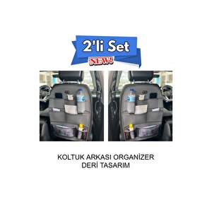 Seat Cordoba Araç İçi Deri Koltuk Arkası Organizer 2'li Set Düzenleyici Gri Gri