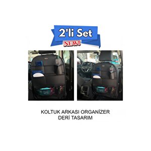 Ford Galaxy Araç İçi Deri Koltuk Arkası Organizer 2'li Set Düzenleyici Siyah Siyah