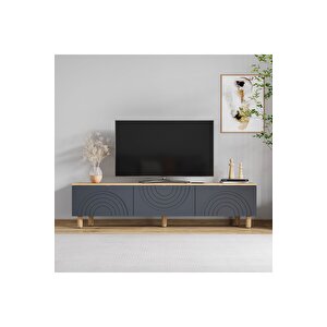 Hardy Tv Ünitesi,tv Sehpası, 180cm,ahşap Ayaklı Antrasit