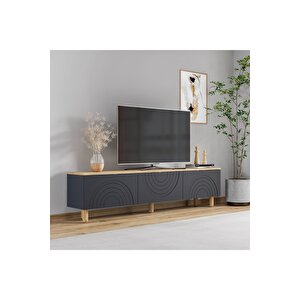 Hardy Tv Ünitesi,tv Sehpası, 180cm,ahşap Ayaklı Antrasit