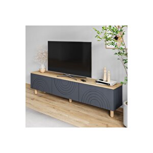 Hardy Tv Ünitesi,tv Sehpası, 180cm,ahşap Ayaklı Antrasit