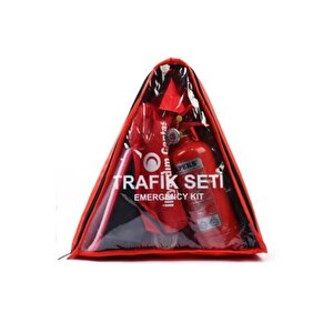 Üçgen Trafik Ve İlk Yardım Seti - Muayene Uyumlu 1 Kg Araç Yangın Tüpü - 2 Adet Reflektör - Silver Pack