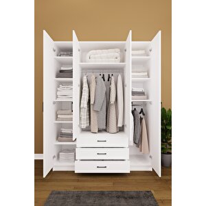 4 Kapaklı Gardırop 160 cm Beyaz