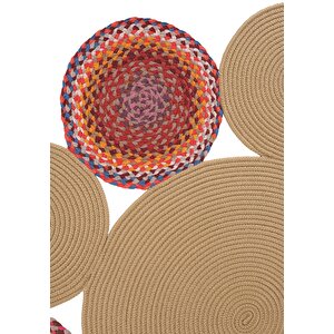 Luke 848 Naturel Renk Oval Halı Paspas Bohem Örgü Hasır Kilim  Mutfak Balkon Banyo Halısı 75x300 cm