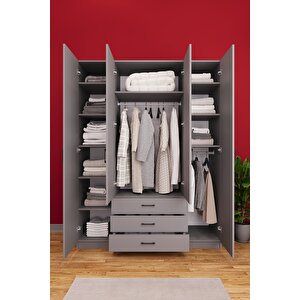 4 Kapaklı Gardırop 160 cm Kül Gri