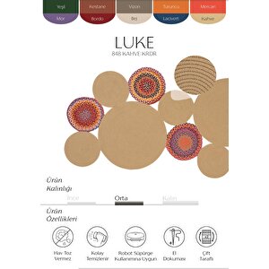 Luke 848 Naturel Renk Oval Halı Paspas Bohem Örgü Hasır Kilim  Mutfak Balkon Banyo Halısı 65x200 cm