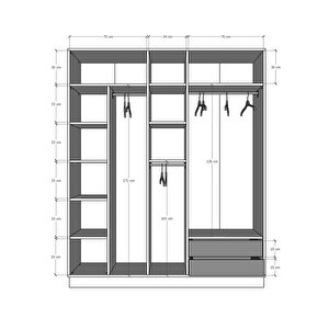 5 Kapaklı Gardırop 180 cm