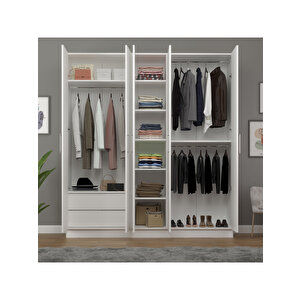 5 Kapaklı Gardırop 200 cm Beyaz