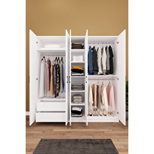 5 Kapaklı Gardırop 200 cm Beyaz