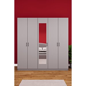 5 Kapaklı Gardırop 200 cm Kül Gri