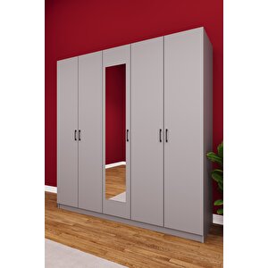 5 Kapaklı Gardırop 200 cm Kül Gri