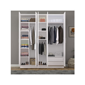 5 Kapaklı Gardırop 180 cm Beyaz