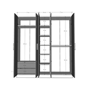 5 Kapaklı Gardırop 200 cm