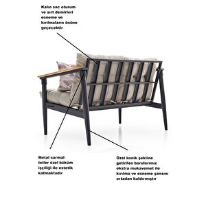 Alaçatı Bahçe-cafe-balkon Metal Koltuk Seti 2 1 1 Sehpa