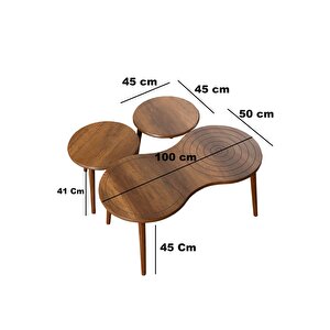 Marlo Mdf Orta Sehpa - Zigon Sehpa 3lü Takım Cnc İşleme