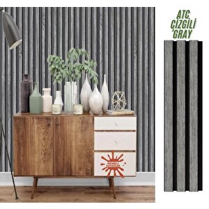 Atc Çizgili Gri Model 11cm X145cm 1 Adet Ev Ofis Konut Dekoratif Pvc Lambiri Duvar Paneli Kağıdı