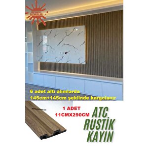 Atc Rustik Kayın Model 11cm X 290cm 1 Adet  Ev Ofis Konut Dekoratif Pvc Lambiri Duvar Kağıdı Paneli