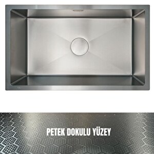 Gl General 70x40 Antrasit Petek Dokulu Çelik Mutfak Eviyesi 304 Paslanmaz Çelik 1mm