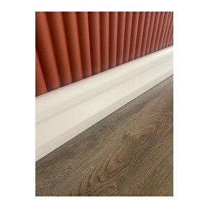 11.5cm X 120cm Polimer Lake Beyaz Ledli Süpürgelik Salon Ev Ofis Koridor Çıta Parke Süpürgelik