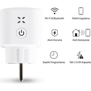 Akıllı Akım Korumalı Priz, Mobil Uygulama ile Uzaktan Kontrol Edilebilen, Zaman Ayarlı Akıllı Priz, Wi-Fi-Bluetooth, X7013-3