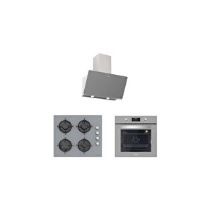 Gri Cam Ankastre Set 5 Yıl Garanti (3457 Soho 60 Gri+cs5349s01+bo6502s02)