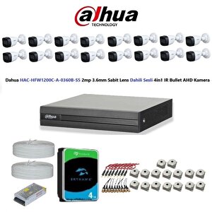 2mp 16 Kameralı Dış Ortam Dahili Sesli Full Kamera Seti 4tb Disk Hac-hfw1200c-a-0360b