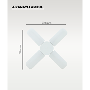 36w 4 Kanat Pervane Ampul 6500k Beyaz Işık