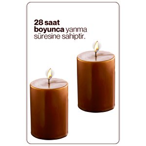 2 Adet Silindir Dekoratif Kokusuz Kahverengi Mum- Hediyelik Blok Mum