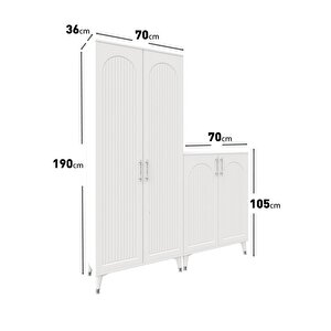 Kale Metal Kulp Kla4190 Ayakkabılık Portmanto Vestiyer Beyaz Gümüş