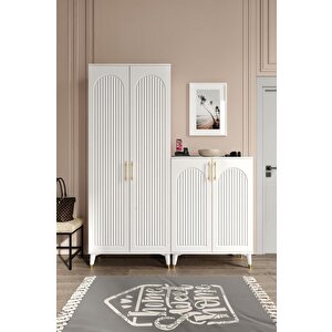Kale Metal Kulp Kla4190 Ayakkabılık Portmanto Vestiyer Beyaz Gold
