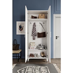 Kale Metal Kulp Kla2190 Ayakkabılık Portmanto Vestiyer Beyaz Gümüş