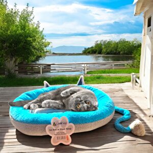 Lüks Kedi̇ Ve Köpek Yataği Kuyruklu Gri̇ Mavi̇
