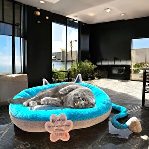 Lüks Kedi̇ Ve Köpek Yataği Kuyruklu Gri̇ Mavi̇