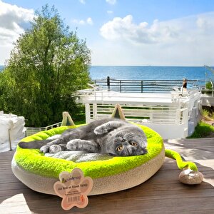 Lüks Kedi̇ Ve Köpek Yataği Kuyruklu Gri̇ Yeşi̇l