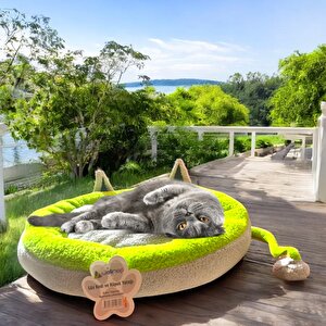 Lüks Kedi̇ Ve Köpek Yataği Kuyruklu Gri̇ Yeşi̇l