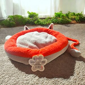 Lüks Kedi̇ Ve Köpek Yataği Kuyruklu Gri̇ Narçi̇çeği̇