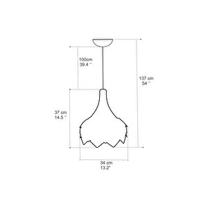 Dekoratif Ahşap Buket Avize Kırmızı Desen