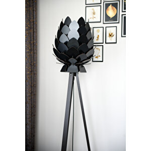 Lambader - Tripod Lambader - Dekoratif Ahşap Lambader - Kozalak Model Lambader