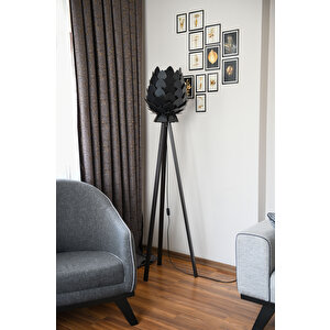 Lambader - Tripod Lambader - Dekoratif Ahşap Lambader - Kozalak Model Lambader