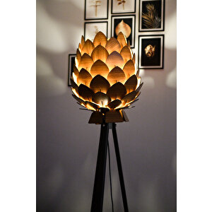 İ Lambader - Tripod Lambader - Dekoratif Ahşap Lambader