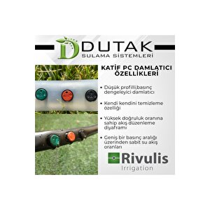 Katif Damlatıcı Basınç Ayarlı Damlatıcı - Rivulis 8,4 Lt/sa (500) Adet