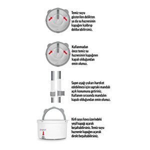 Pony Beyaz Yedekli Temiz & Kirli Suyu Ayırma Özelliği Otomatik Temizlik Seti Mop Paspas