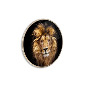 Aslan Yuvarlak Cam Tablo | Hediyelik, Dekoratif, Ofis, Mutfak 80x80 cm