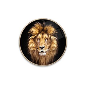 Aslan Yuvarlak Cam Tablo | Hediyelik, Dekoratif, Ofis, Mutfak 50x50 cm