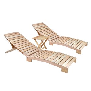 Bysay Ahşap Katlanabi̇li̇r Yatar Şezlong Plaj Yataği Mi̇nder Dahi̇l 3 Lü Set (naturel - Turkuaz) Turkuaz