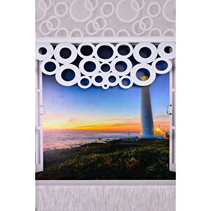Ekru Yuvarlak Lazer Kesim Stor Perde 80x200